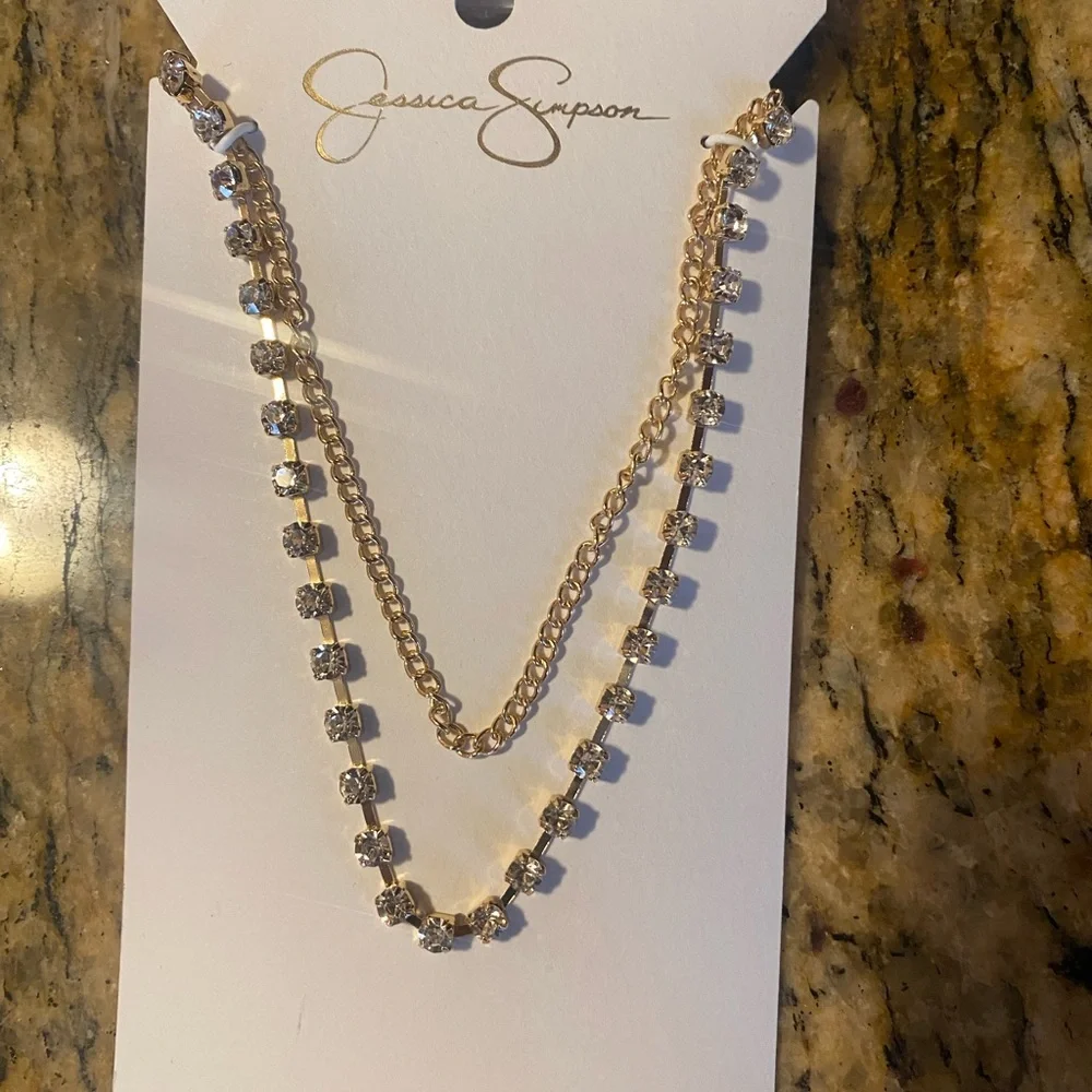 NEW Jessica Simpson gold double necklace